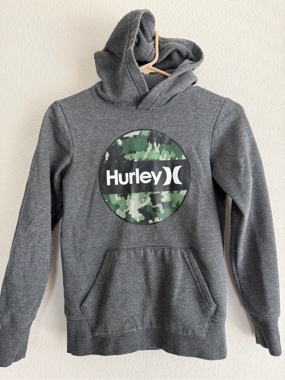 Boys' Hurley Hooded Sweatshirt with Green Camo Logo